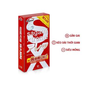 Bao cao su Sagami Xtreme Feel Long hộp 10 chiếc - có chấm nổi, có màu