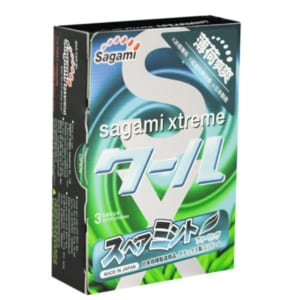 Bao cao su Sagami Xtreme Spearmint mùi hương bạc hà hộp 3 chiếc