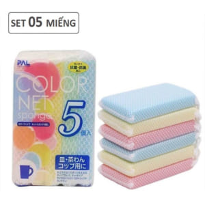 Set 5 miếng xốp rửa bát bọc lưới (mẫu mới)