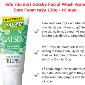 Sữa rửa mặt Gatsby Facial Wash Acne Care Foam tuýp 130g