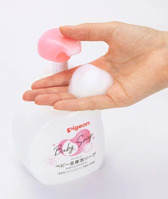 Sữa tắm gội cho bé Pigeon Baby Soap tạo bọt 500ml - hương hoa (màu hồng) - Lọ